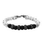 Black Lava + White Howlite Beads Bracelet