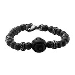 Black Lava Beads + Center Bead Bracelet