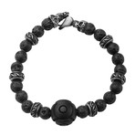 Black Lava Beads + Center Bead Bracelet