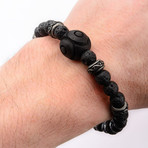 Black Lava Beads + Center Bead Bracelet