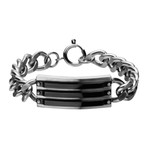 Matte Steel ID Bracelet // Black IP Lines