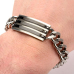 Matte Steel ID Bracelet // Black IP Lines