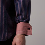 Stripe Button-Up // Navy (XL)