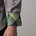 Jacquard Button-Up // Grey + Green (M)