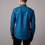 Jacquard Button-Up // Blue + Purple (3XL)