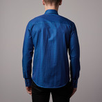 Jacquard Button-Up Long Sleeve Shirt // Turquoise (2XL)