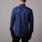 Jacquard Button-Up // Navy (L)