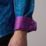 Jacquard Button-Up // Blue + Purple (3XL)