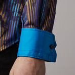 Jacquard Button-Up // Navy + Yellow (3XL)