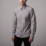 Jacquard Button-Up // Grey + Green (M)