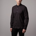 Solid Jacquard Button-Up // Black (S)