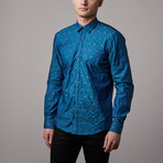 Jacquard Button-Up // Blue + Purple (3XL)