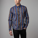 Jacquard Button-Up // Navy + Yellow (3XL)