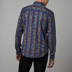 Jacquard Button-Up // Navy + Yellow (3XL)