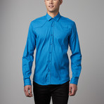 Solid Jacquard Button-Up // Turquoise (2XL)