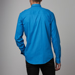 Solid Jacquard Button-Up // Turquoise (2XL)