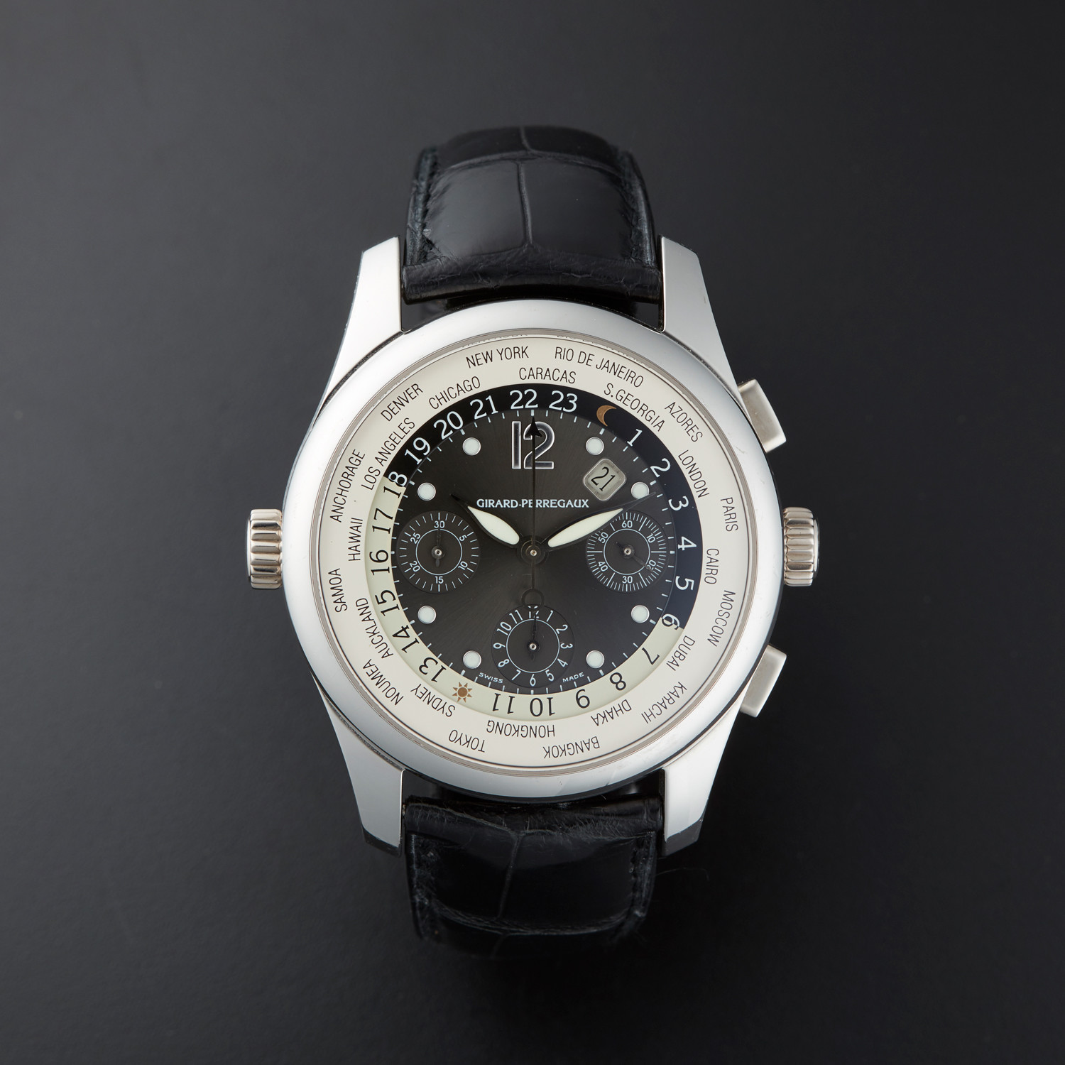 Girard Perregaux World Time Chronograph Automatic // 4980 // Pre-Owned ...