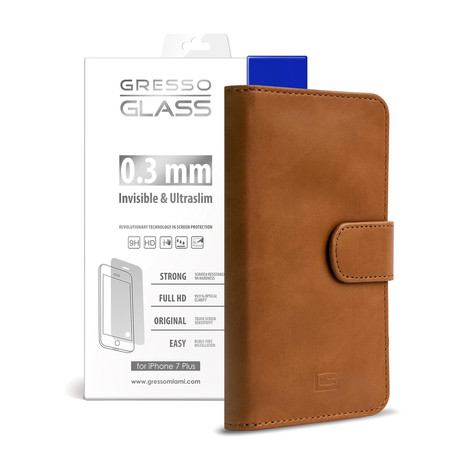 Wallet Case + Screen Protector // Brown (iPhone 7)