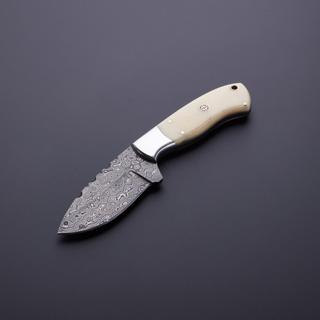 Raindrop Damascus Hunter // Camel Bone