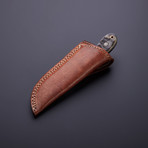 Raindrop Damascus Hunter // American Sheep Horn