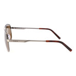 Brushed Metal Frame Aviator // Silver + Brown