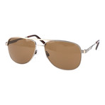 Brushed Metal Frame Aviator // Silver + Brown