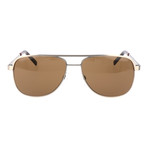 Brushed Metal Frame Aviator // Silver + Brown