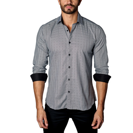 Button-Up Shirt // Black + White Mini Houndstooth (S)
