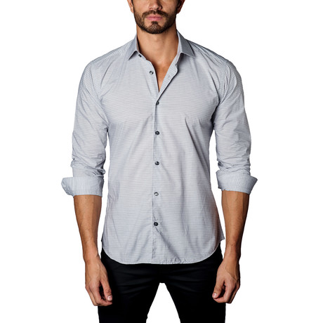 Button-Up Shirt // Heather Grey Stripe (L)