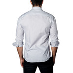 Button-Up Shirt // White + Grey Stripe (S)
