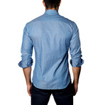 Button-Up Shirt // Blue + White (M)