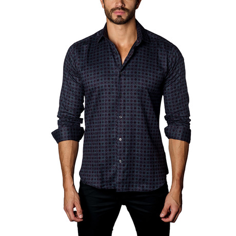 Jared Lang // Button-Up Shirt // Dark Grey Print (S)