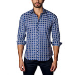 Button-Up Shirt // Navy + White Check (XL)