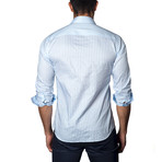 Button-Up Shirt // White + Blue Stripe (M)