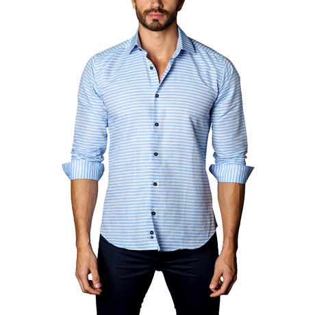 Button-Up Shirt // Light Blue Stripe (S)