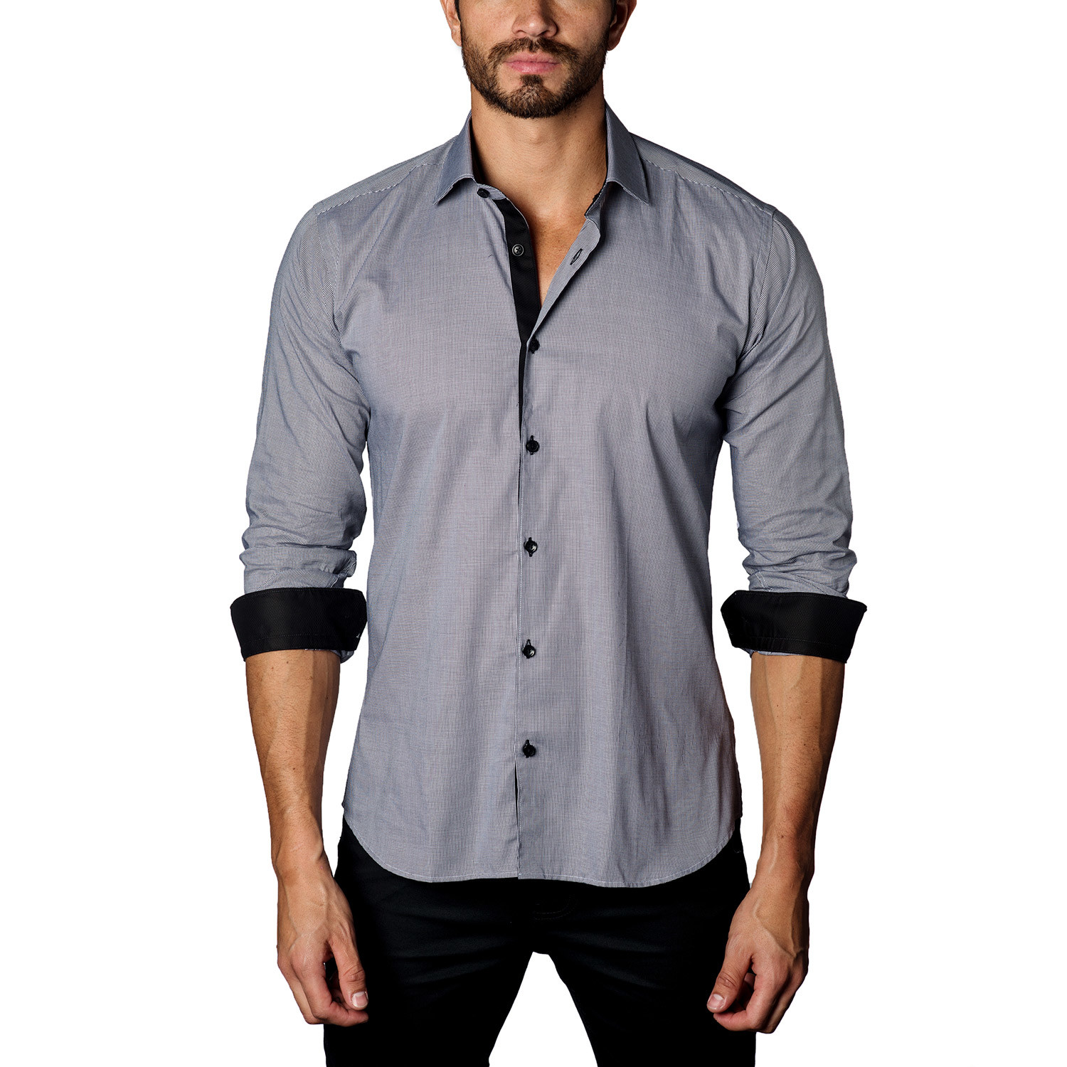 Button-Up Shirt // Black + White Houndstooth (S) - Jared Lang - Touch ...