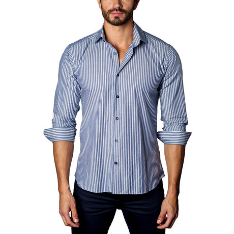 Button-Up Shirt // Navy Oxford Stripe (S)