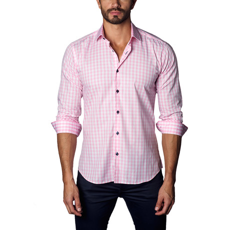 Button-Up Shirt // Pink Plaid (S)
