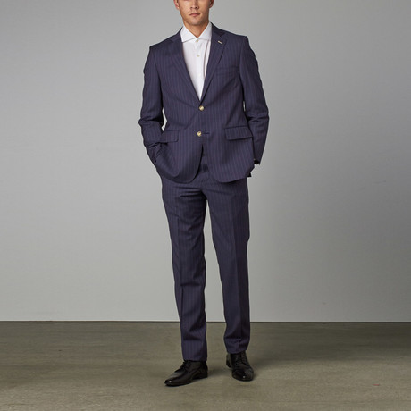 Via Roma // Classic Half-Canvas Suit // Navy Pinstripe (US: 36S)