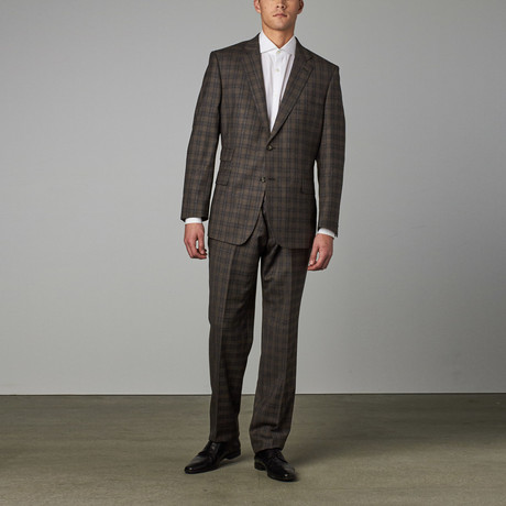 Via Roma // Classic Half-Canvas Suit // Taupe Plaid (US: 36S)