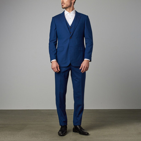 Paolo Lercara // 3-Piece Modern-Fit Suit // Blue Check (US: 36S)