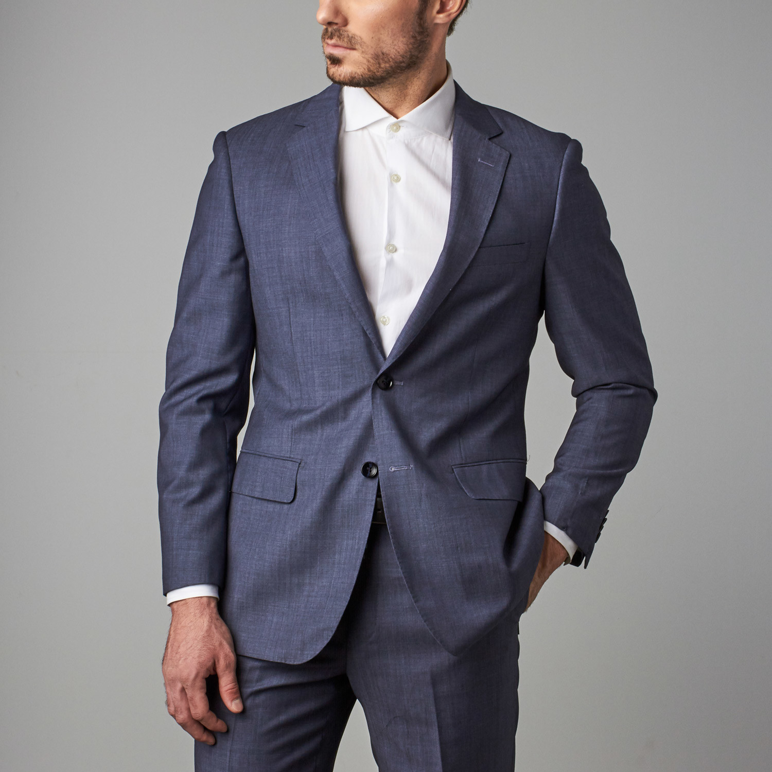 Modern-Fit Suit // Metallic Blue (US: 36S) - Italian Suits & Coats ...