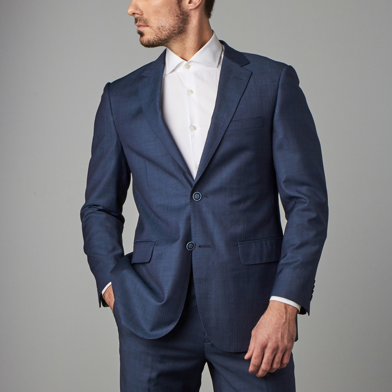 Modern-Fit Suit // Blue Herringbone (US: 38S) - Paolo Lercara - Touch ...