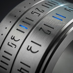 Ring Clock // Metal Ring + Blue LED (Size: 8)