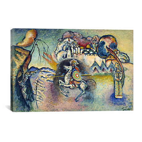 Saint George Rider and the Dragon // Wassily Kandinsky (18"W x 12"H x 0.75"D)