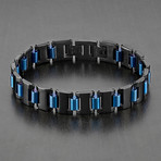 Dual Finish Cylinder Link Bracelet // Black and Blue IP