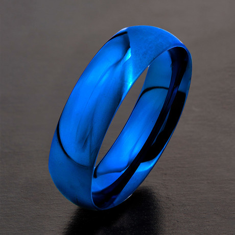 Glossy Mirror Polished Dome Ring // Blue IP (Size 5)