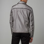 Reversible Leather Trimmed Wind Breaker // Grey (S)