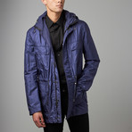 Reversible Printed Hooded Duffle Coat // Slate (L)