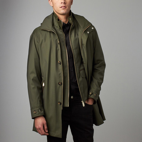 2-Piece Long Coat + Jacket Vest Set // Green (S)